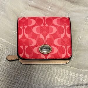 Coach Red and Pink Signature Wallet